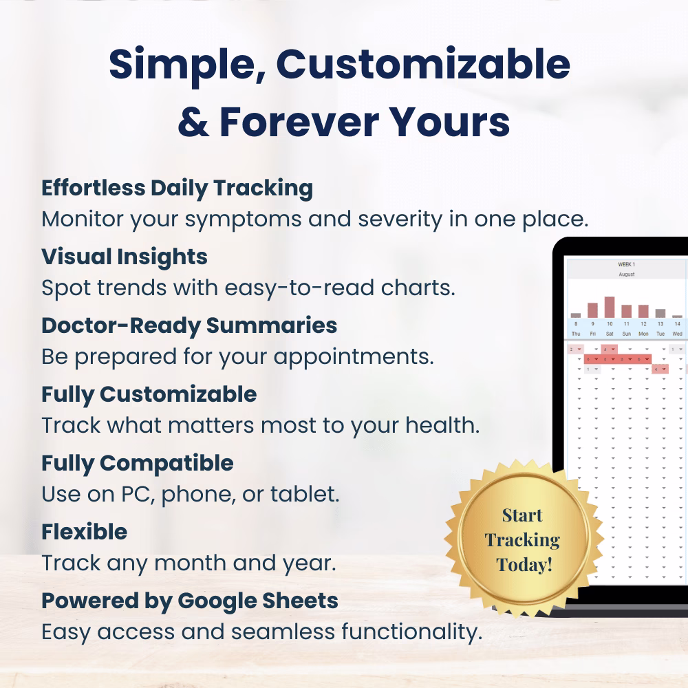 CHRONIC ILLNESS Daily Tracking Google Sheets Template