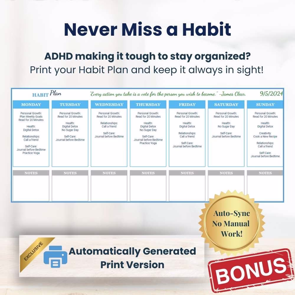 ADHD Habit Tracking Printable Solution Stay Organized